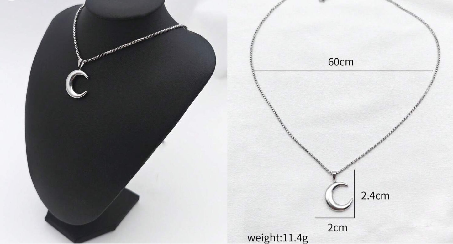 Collana in acciaio inossidabile Nuova moda Ciondolo a catena con luna Collane semplici per accessori per gioielli da donna Regali con ciondoli per feste